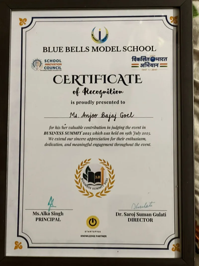 Certificate of Recognition, Blue Bells